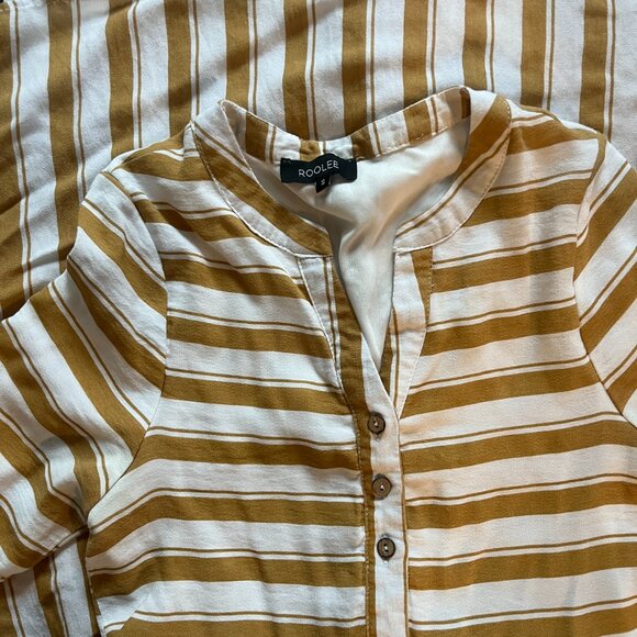 Midi Striped Yellow Roolee Button Dress - Picture 2 of 2